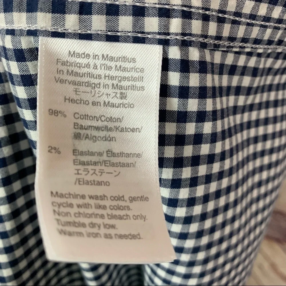 J. Crew Blue Check Button Front Long Sleeve Shirt